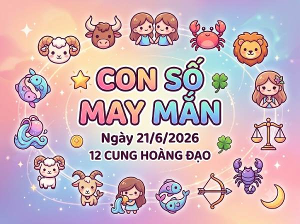Con số may mắn ngày 21/06/2026 chủ nhật 12 cung hoàng đạo